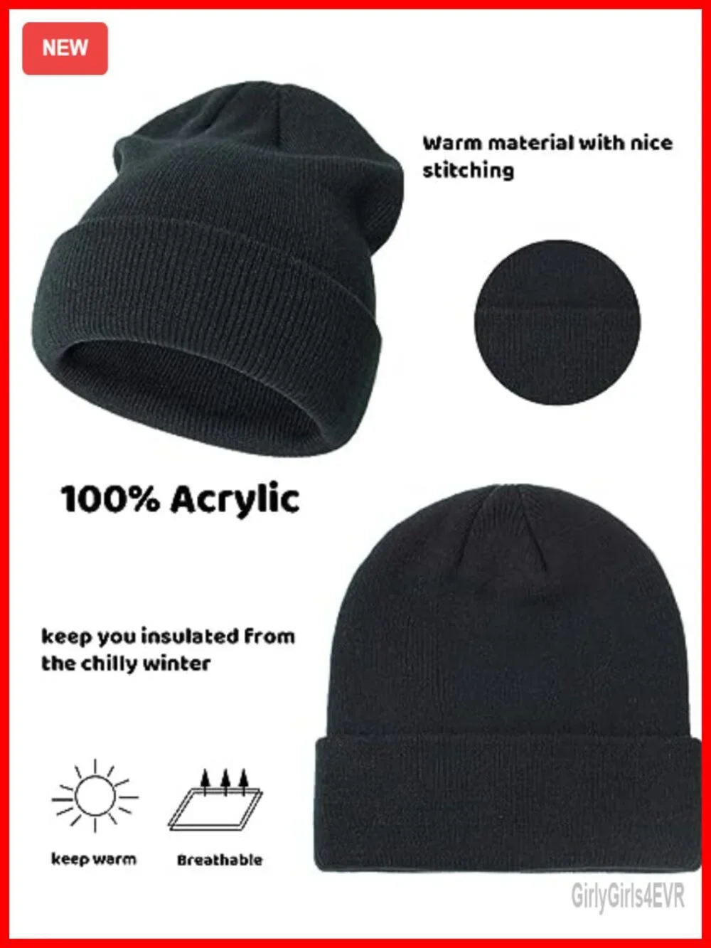 4-Pack Toddler Winter Beanie Hats Soft Acrylic Knit Caps for Boys Girls